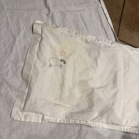 Ikea Baby Sheet & Pillowcase Embroidered Sheep Minnen Lamm Crib Nursery stain - Picture 3 of 7